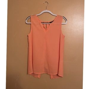 Coral Blouse Tank w Rose Lace Back